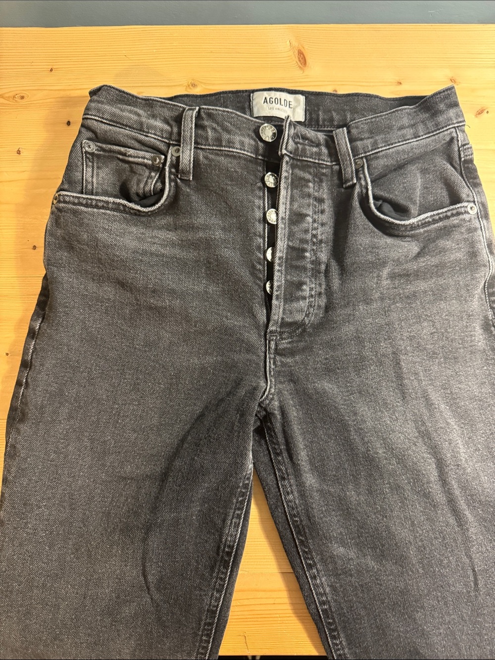 Agolde Women’s High-Rise Button-Fly Jeans in Washed Black